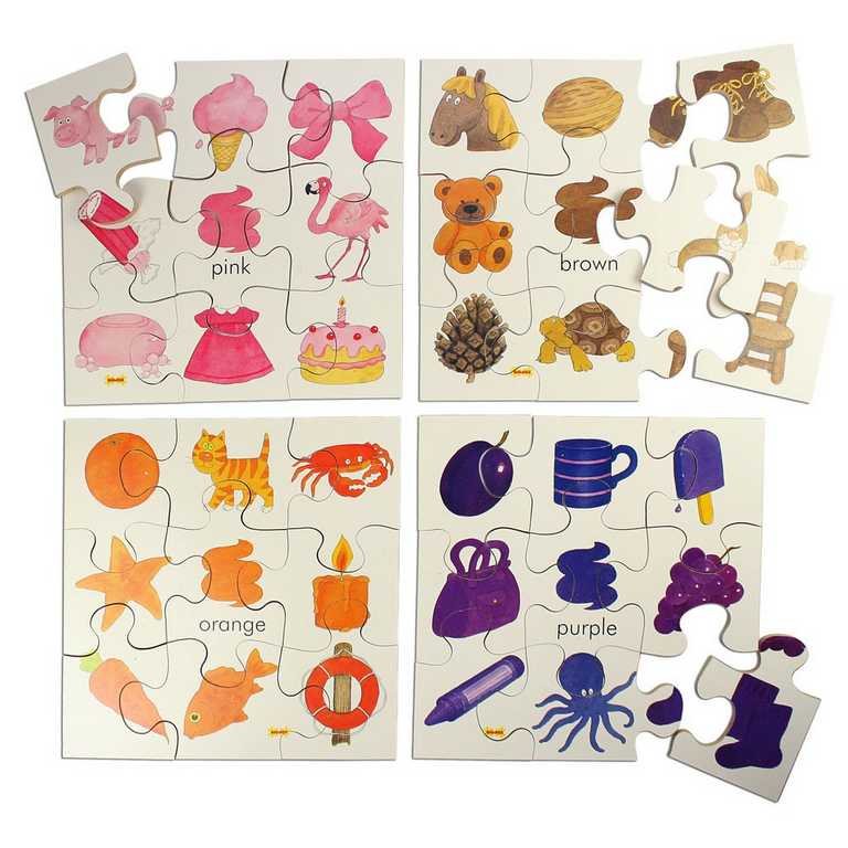 Bigjigs Toys Dřevěné didaktické puzzle barvy 4v1