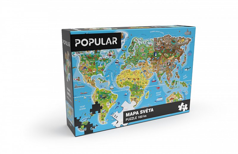 Popular - Puzzle - Mapa světa, 160 ks – CZ