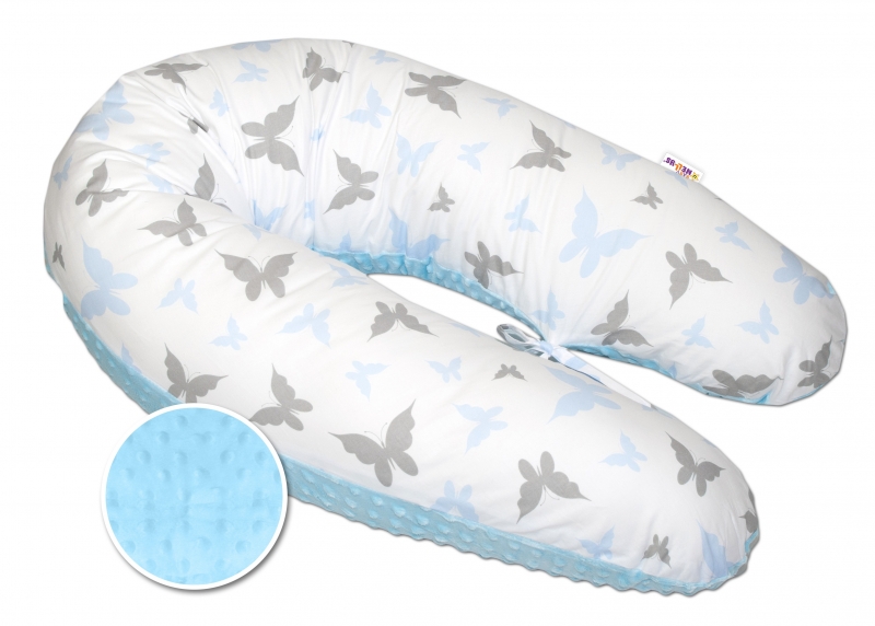 Kojící polštář - relaxační poduška Minky Baby Nellys, Motýlci modří