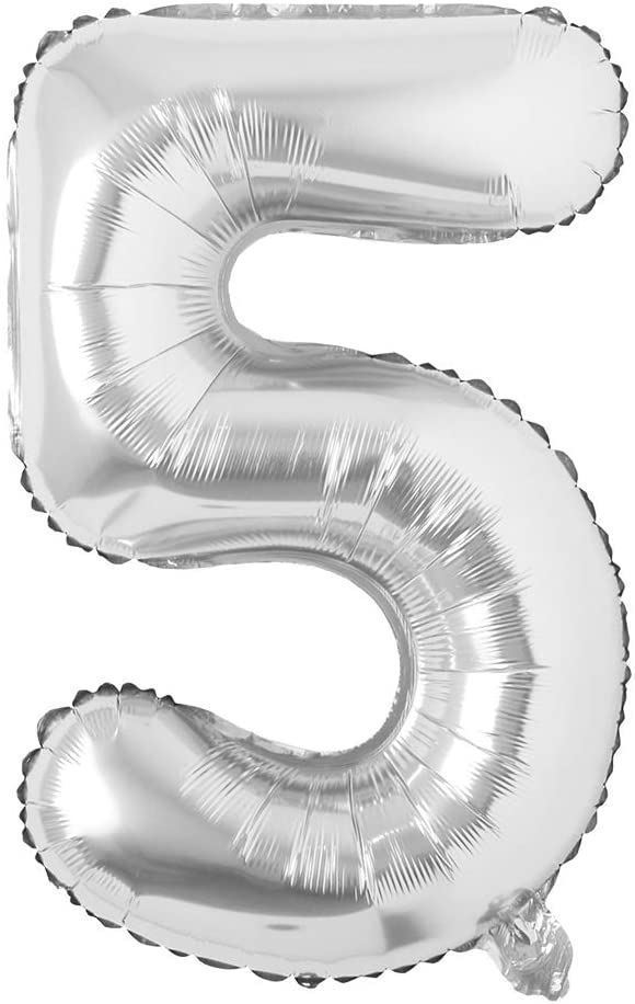 Nafukovací balónky čísla maxi stříbrné - 5