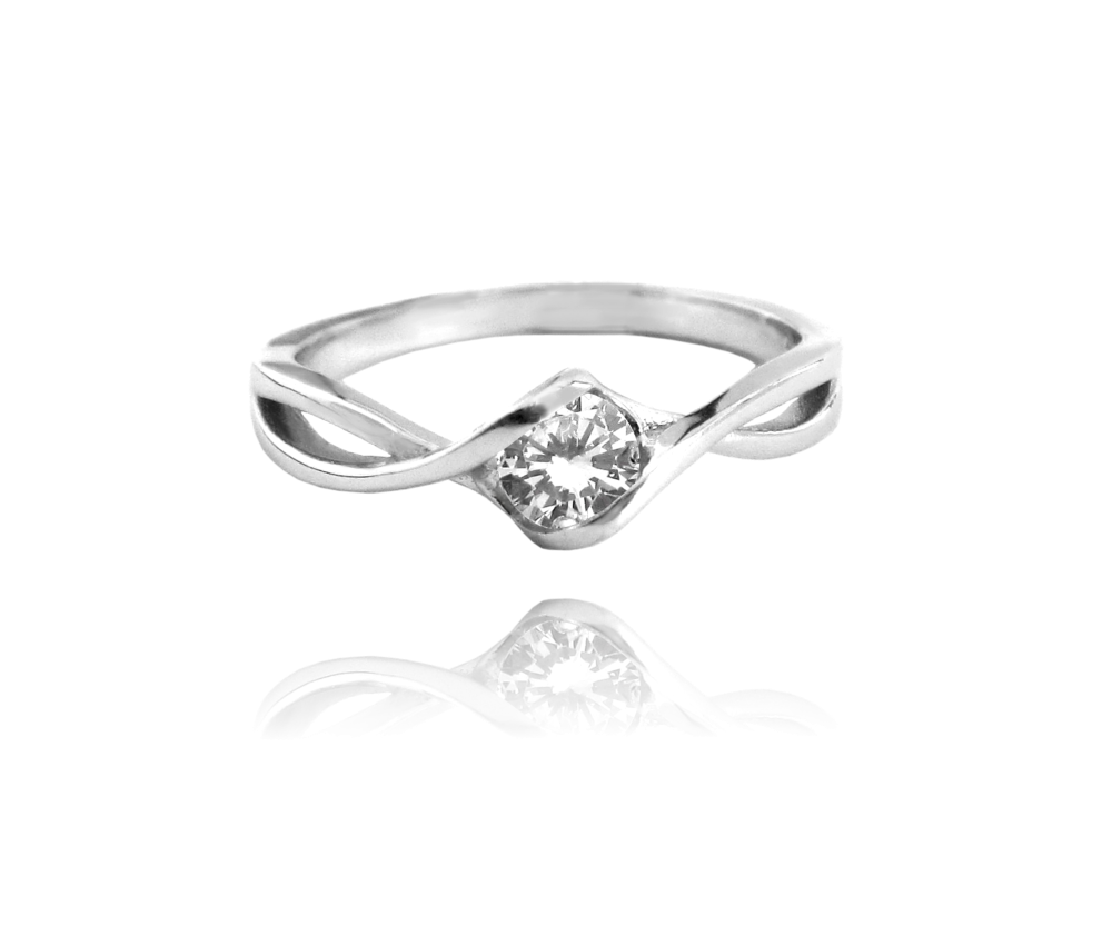 Stříbrný prsten MINET s bílým zirkonem vel. 50