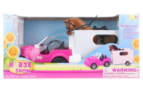 Auto pro panenky s přívěsem a koněm