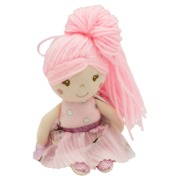 Hadrová panenka Julie s dlouhými vlásky, Tulilo, 20 cm - růžová