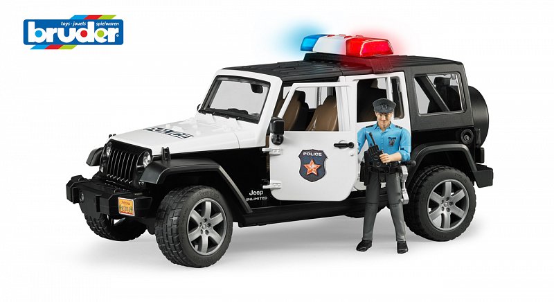 Bruder Užitkové vozy - policejní Jeep Wrangler s policistou a příslušenstvím