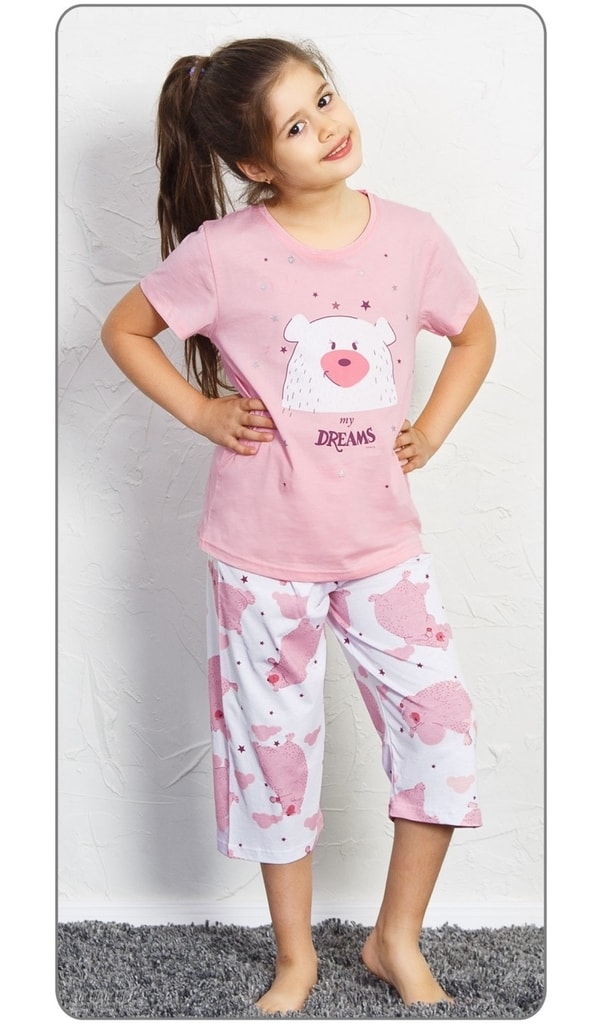 Dětské pyžamo kapri Velký méďa - světle růžová