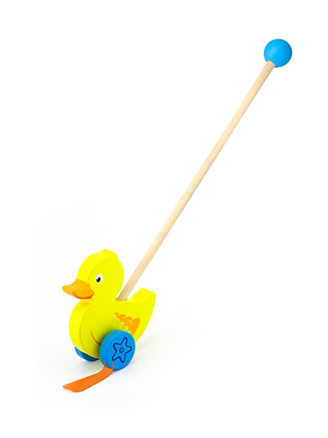 Dřevěná jezdící hračka Viga - kačenka - žlutá