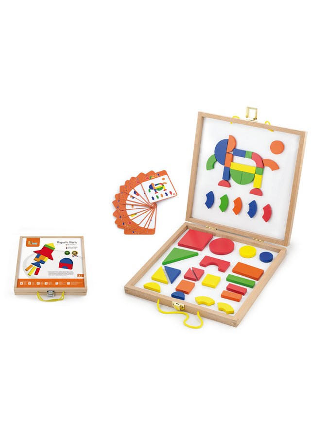Dřevěný kufřík s magnetickými kostkami pro děti Viga - multicolor