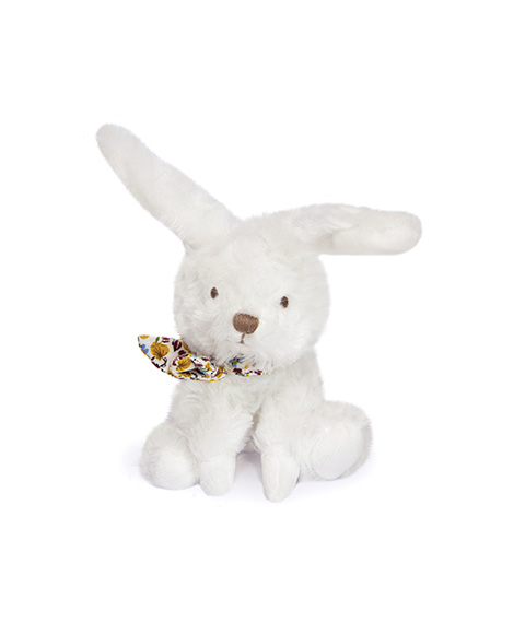 Doudou Plyšový králíček s šátkem 12 cm žlutá s kytičkami