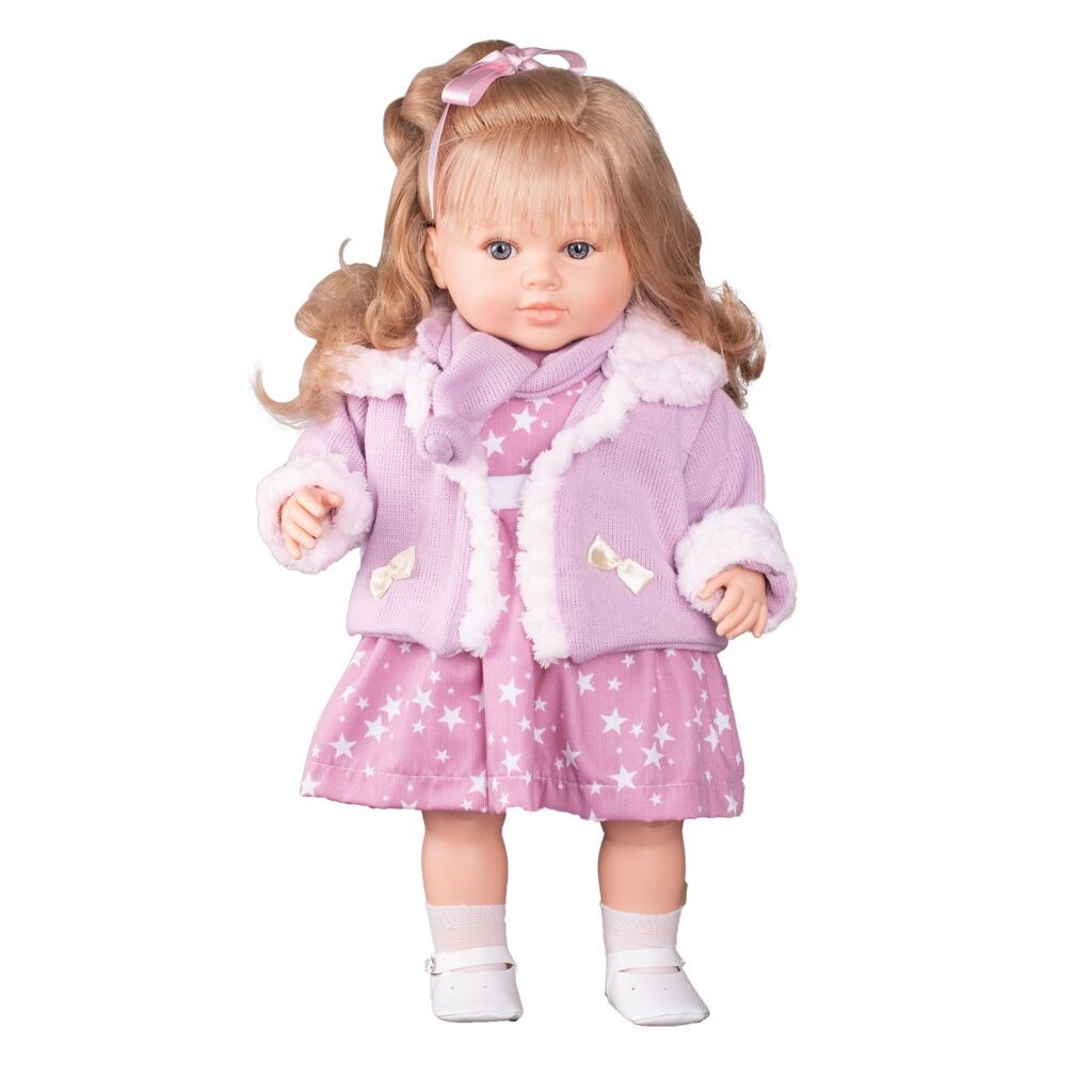Luxusní mluvící dětská panenka-holčička Berbesa Kristýna 52cm (poškozený obal) - růžová