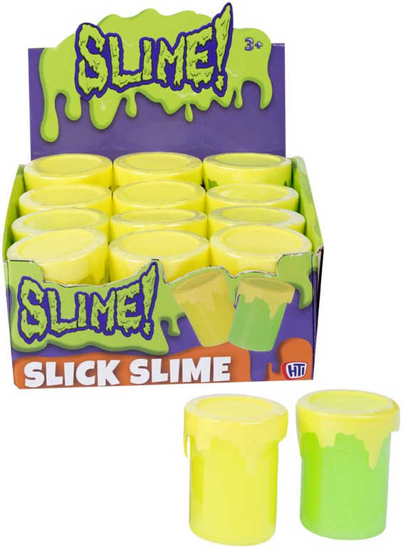 Sliz Slime zábavný hebký v plastovém kelímku 2 barvy