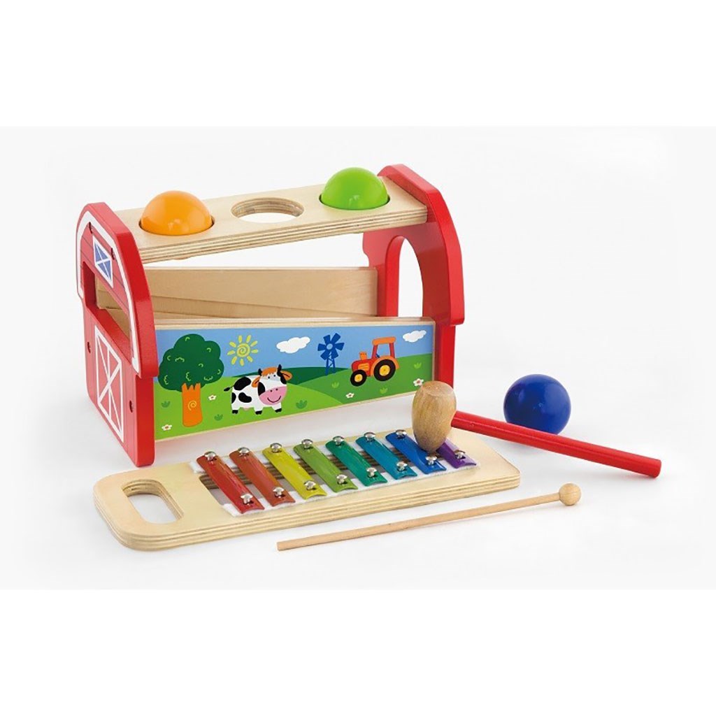 Dřevěná zatloukačka - a xylofon Viga - multicolor