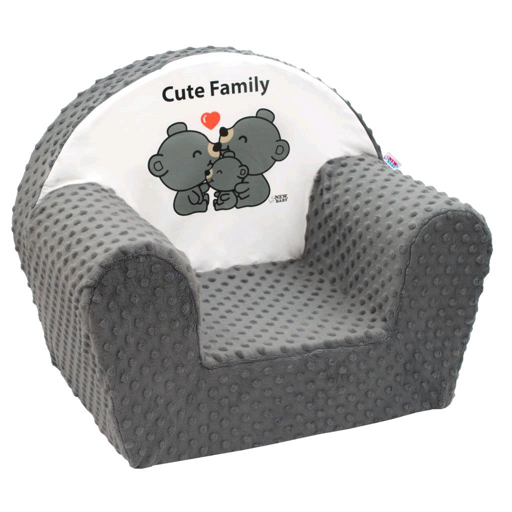 Dětské křeslo z Minky New Baby Cute Family - šedé - šedá