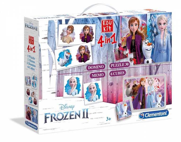EDUkit - Frozen2 4v1 (pexeso, 60 puzzle, domino, 6 kostek)
