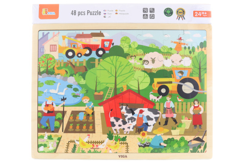 Dřevěné puzzle 48 dílků - farma