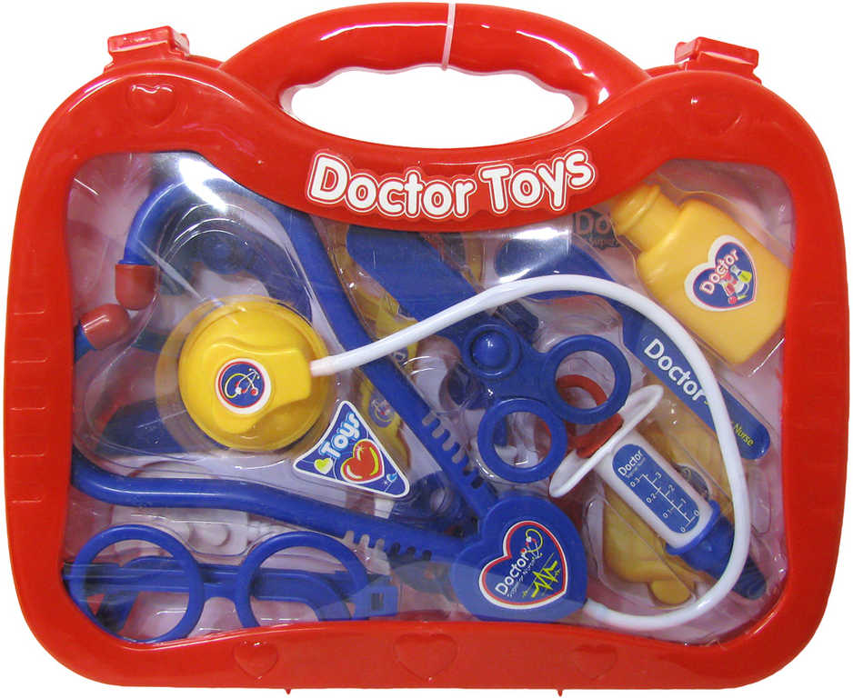 Malý doktor kufřík červený dětské lékařské plastové potřeby sada 13ks