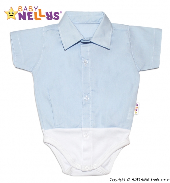 Baby Nellys Košilkové body krátký rukáv - modré, vel.62 - 62 (2-3m)