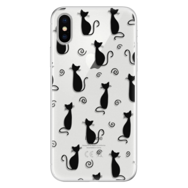 Silikonové pouzdro iSaprio - Cat pattern 05 - black - iPhone X