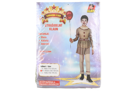 Šaty na karneval - strašidelný klaun 120-130 cm