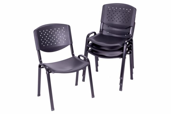 Sada stohovatelných židlí - 4 ks, černá