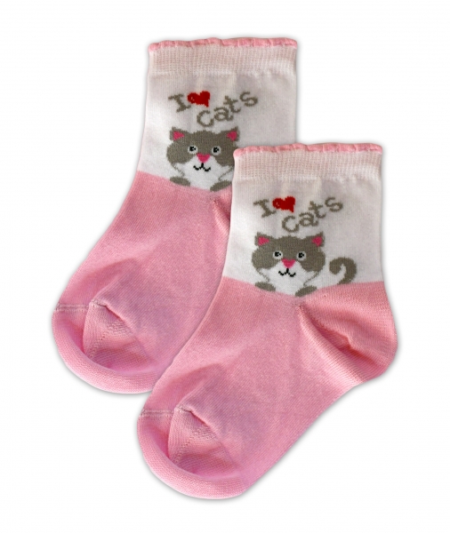 Baby Nellys Bavlněné ponožky I love cats