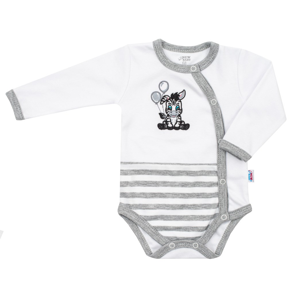 Kojenecké bavlněné celorozepínací body New Baby Zebra exclusive - bílá/56 (0-3m)