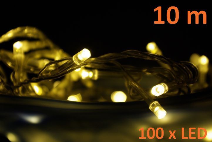 Vánoční LED řetěz 10 m, 100 diod, teple bílý