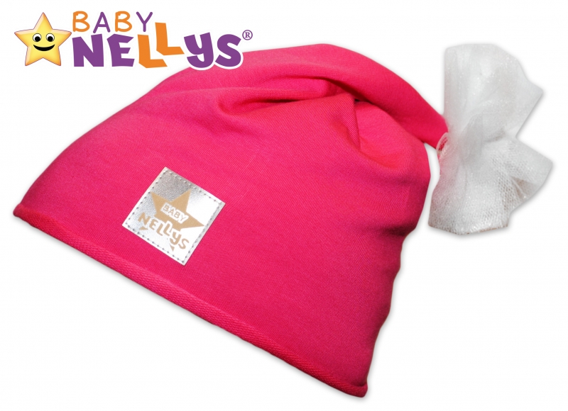 Bavlněná čepička Tutu květinka Baby Nellys ® - malinová, 48-52 - 48/52 čepičky obvod
