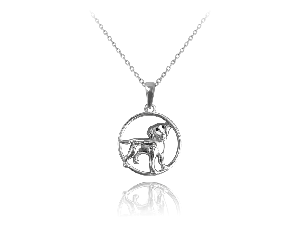 Stříbrný náhrdelník MINET PES v kroužku