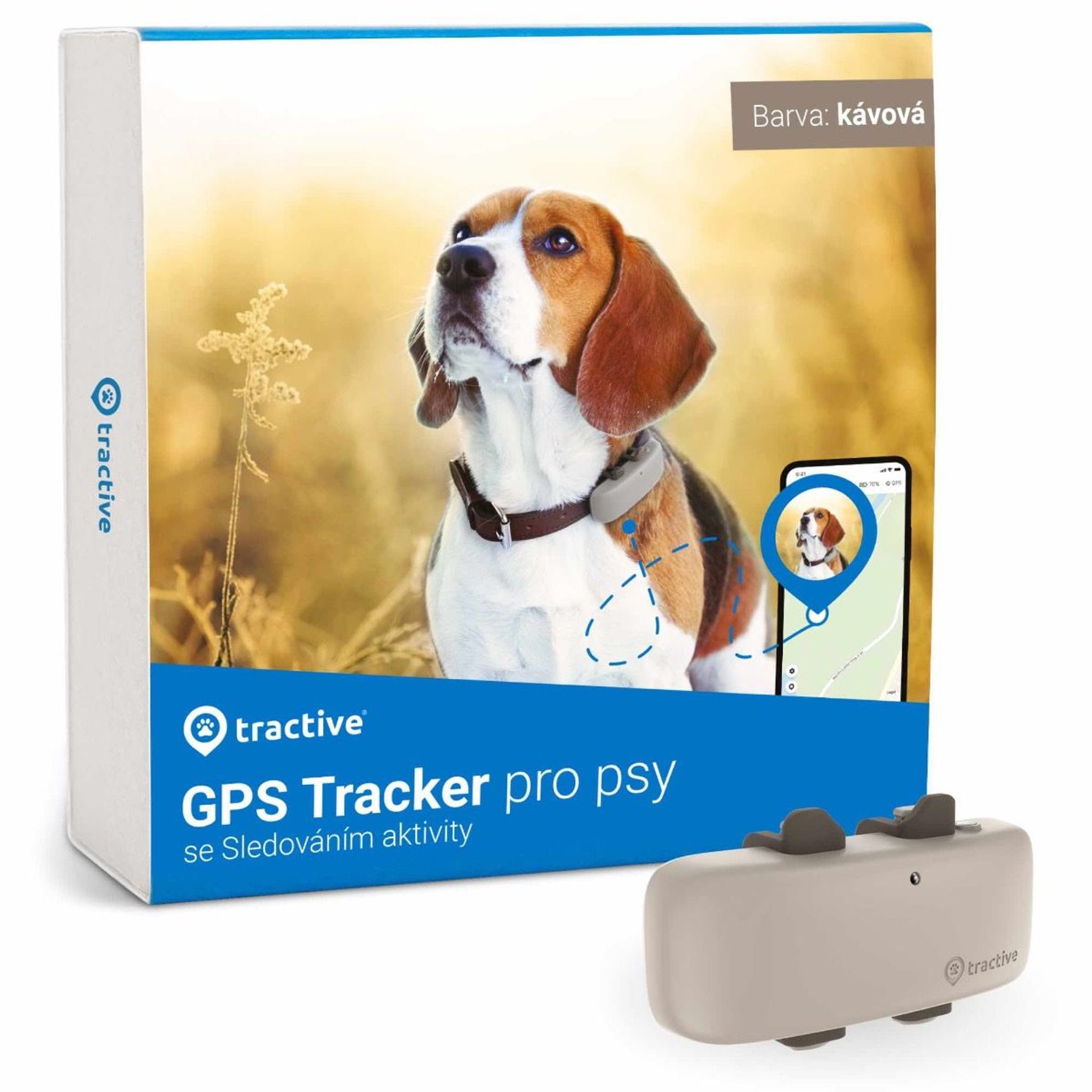 Tractive GPS DOG 4 – Tracker a monitor aktivity pro psy - Kávová