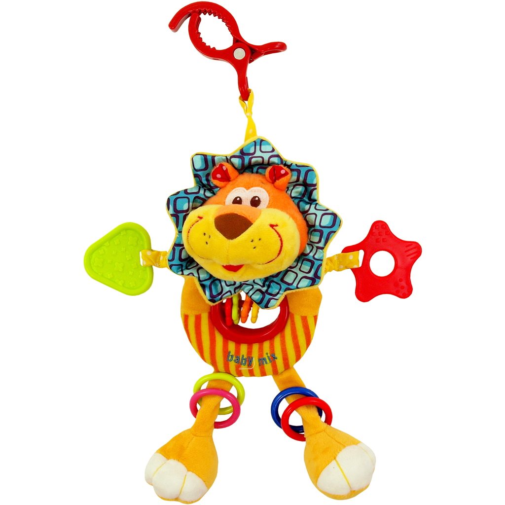 Dětská plyšová hračka s chrastítkem Baby Mix - lvíče - žlutá