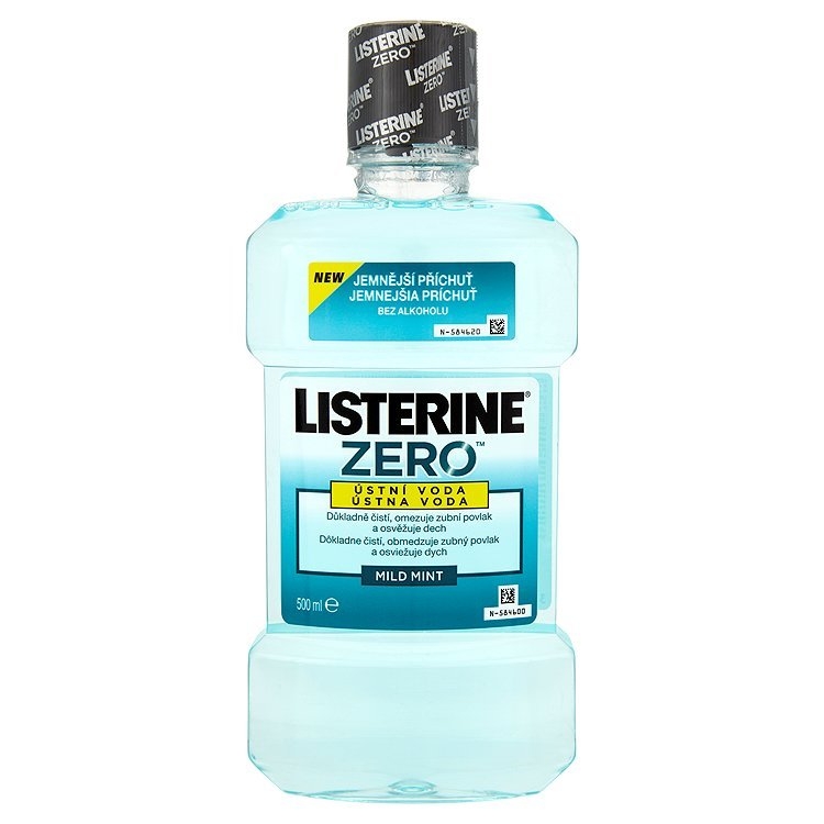 Listerine Zero Ústní voda s jemnější příchutí (bez alkoholu) 500 ml