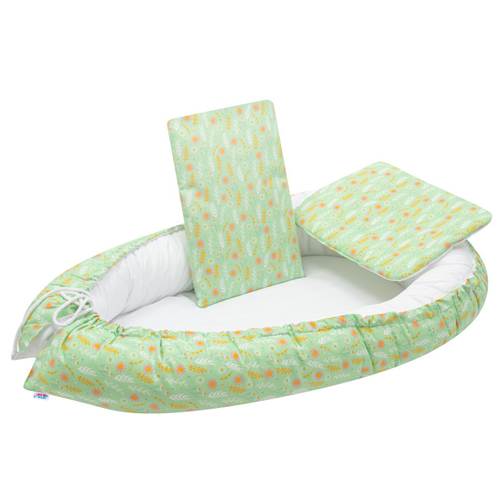 Luxusní hnízdečko s peřinkami pro miminko New Baby - Harmony - zelená