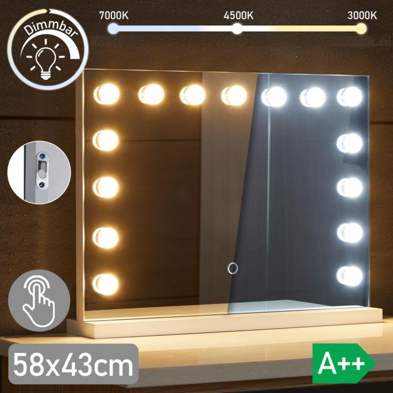 Aquamarin Koupelnové LED zrcadlo Holywood, 58 x 43 cm