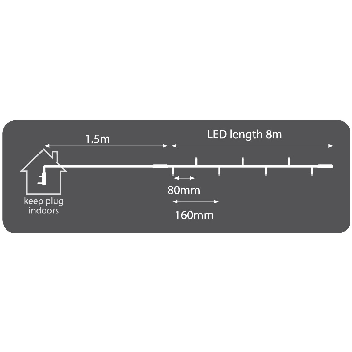 Lyyt 100CON-WW, venkovní LED světelný řetěz, 100x LED teplá bílá, IP44