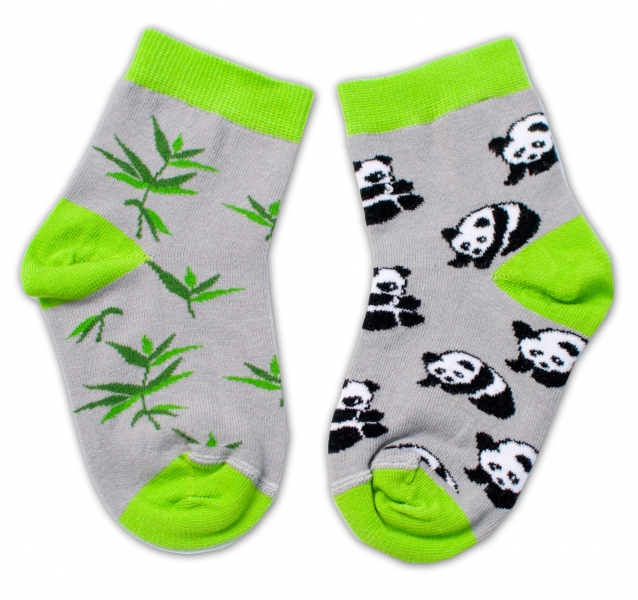 Baby Nellys Bavlněné veselé ponožky Panda - šedé, vel.
