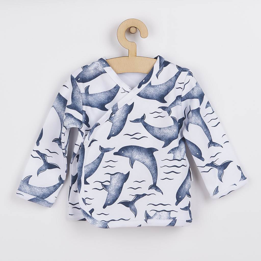 Kojenecká bavlněná košilka Nicol Dolphin - modrá/56 (0-3m)