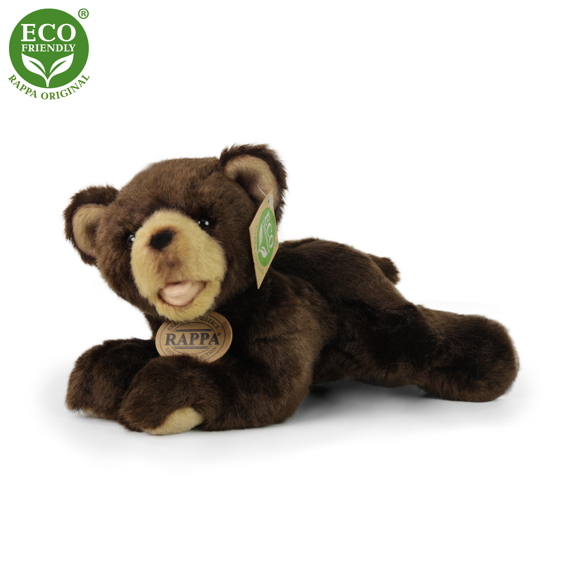 Rappa Eco-Friendly - Plyšový medvěd tmavě hnědý ležící 24 cm