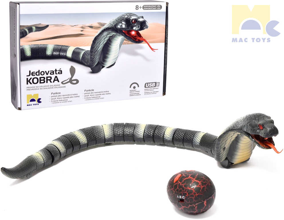 MAC TOYS RC Had kobra 44cm interaktivní na dálkové ovládání na baterie USB