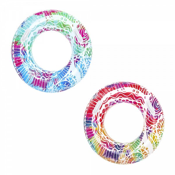 Nafukovací kruh s úchyty - léto, 2 barvy, průměr 91cm