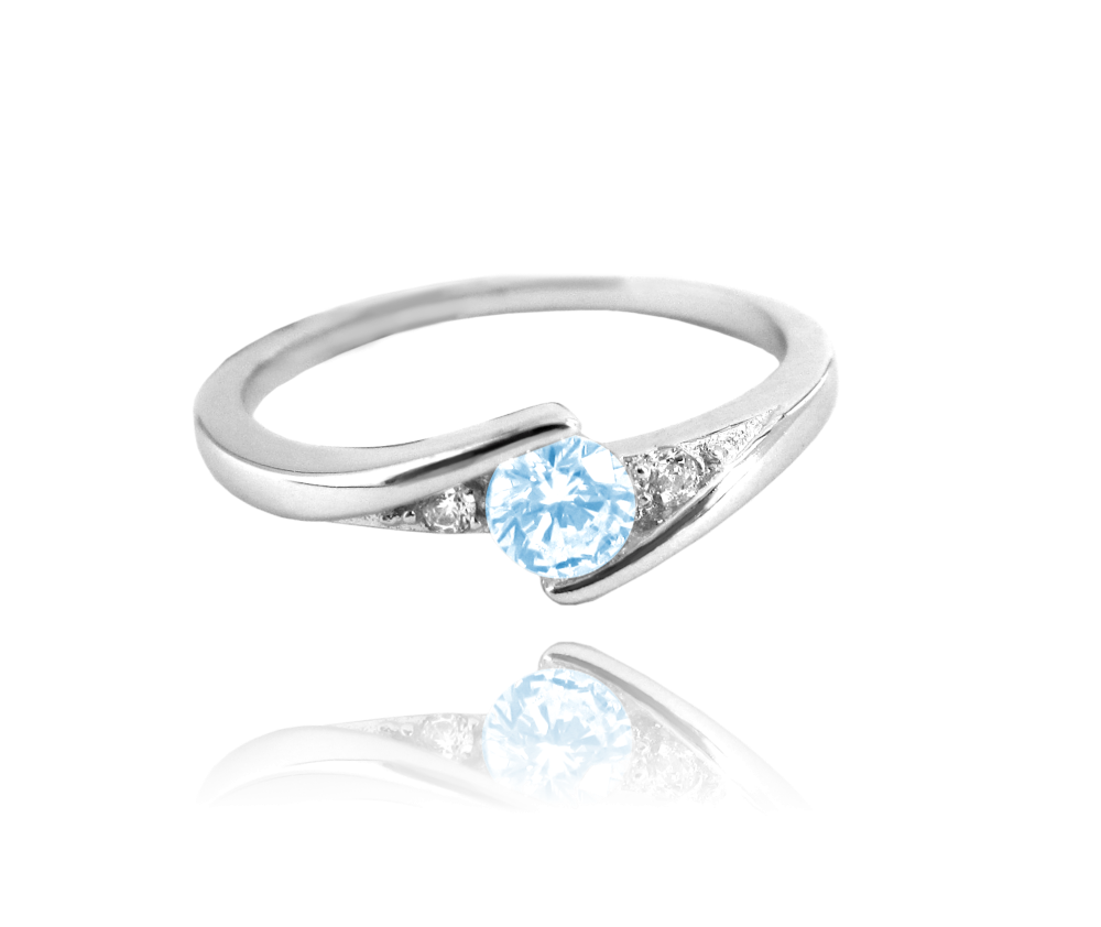 Elegantní stříbrný prsten MINET s modrým zirkonem vel. 47
