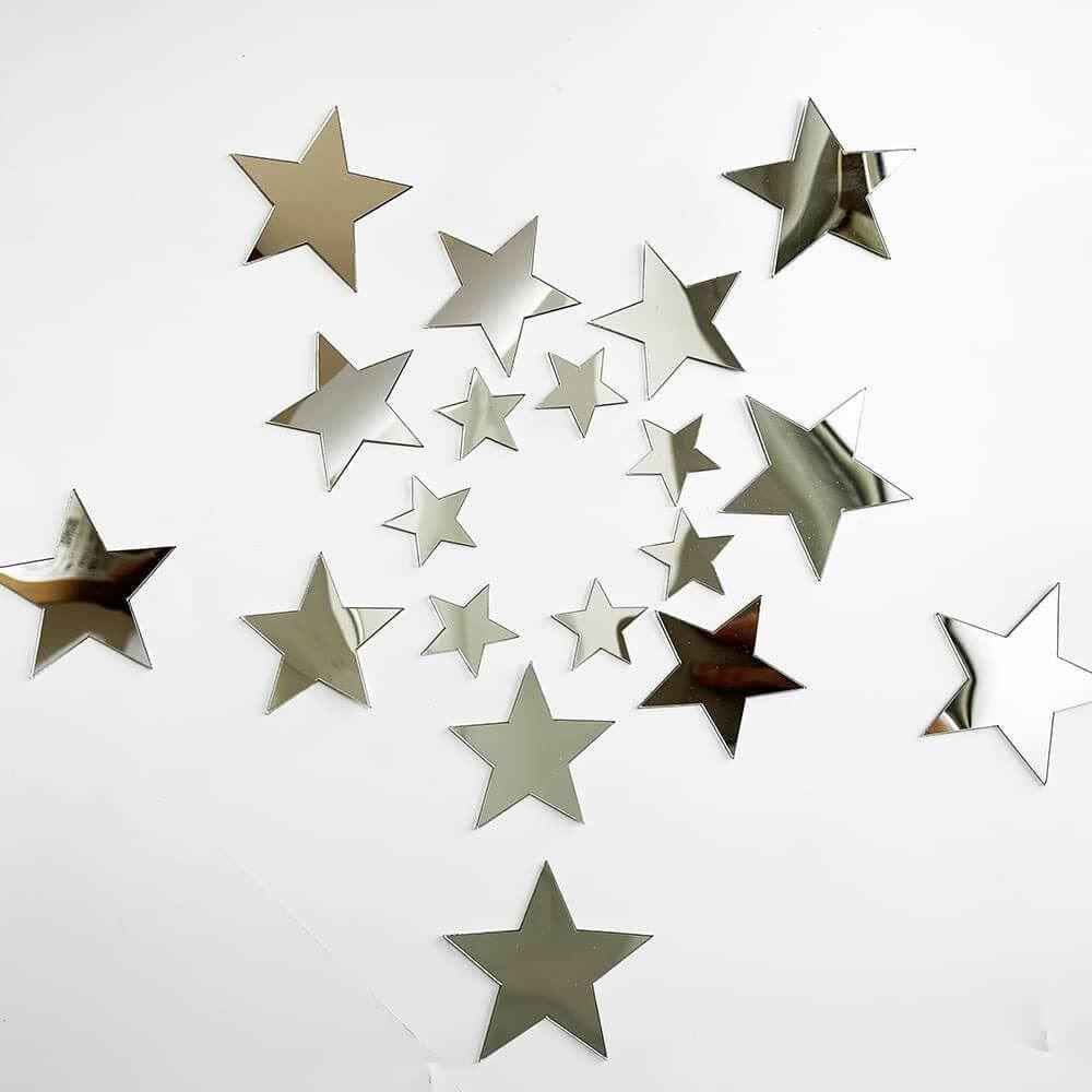 4Leaders Domácnost - Zrcadlové samolepky hvězdy 25 ks