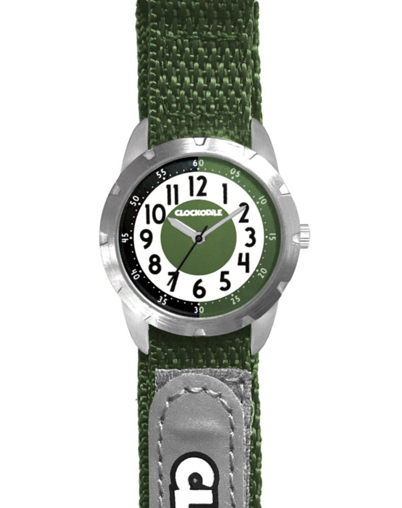 Zelené reflexní dětské hodinky na suchý zip CLOCKODILE REFLEX