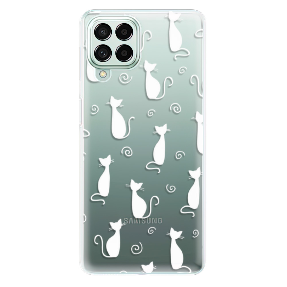 Odolné silikonové pouzdro iSaprio - Cat pattern 05 - white - Samsung Galaxy M53 5G