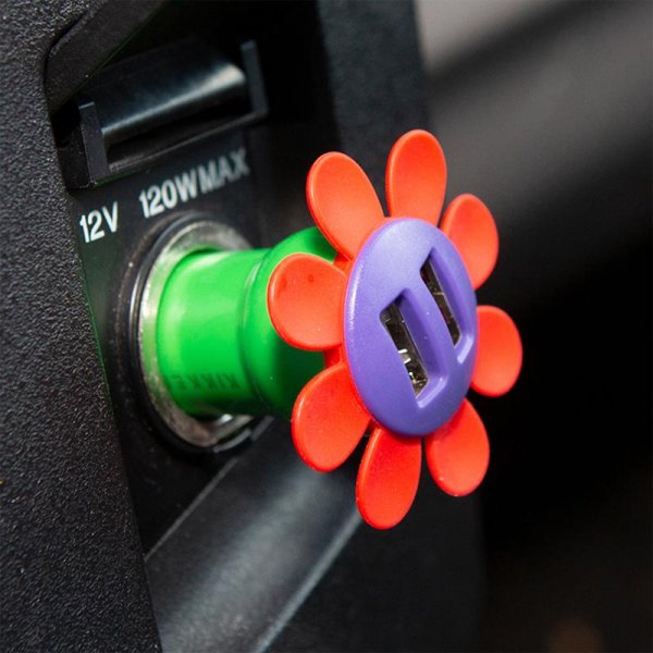 Kikkerland - USB Nabíječka do auta – květina