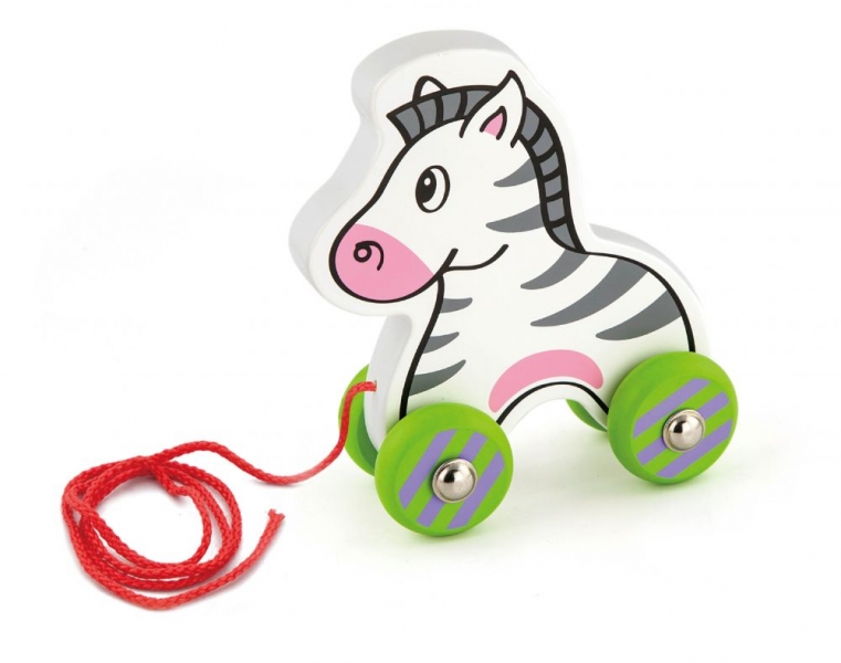 Viga Edukační dřevěná hračka 15,5 cm tahací - Zebra