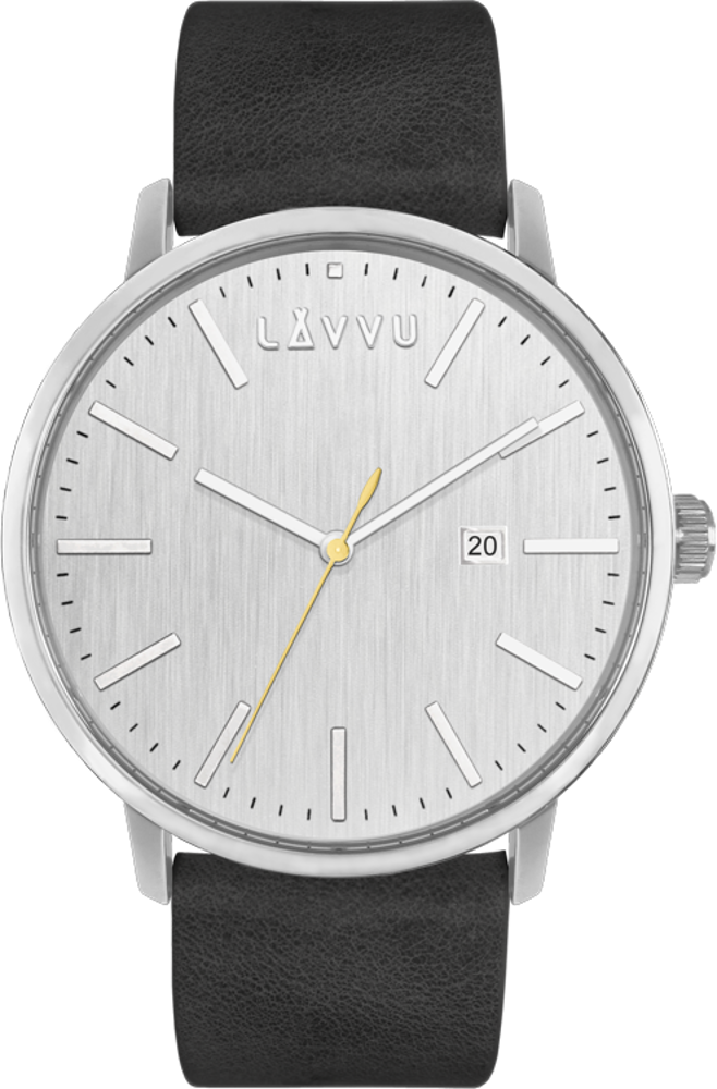 LAVVU Stříbrno-černé pánské hodinky COPENHAGEN