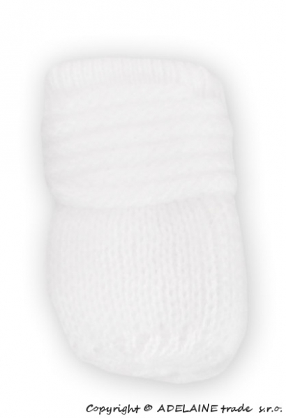 BABY NELLYS Zimní pletené kojenecké rukavičky - bílé - 12cm rukavičky