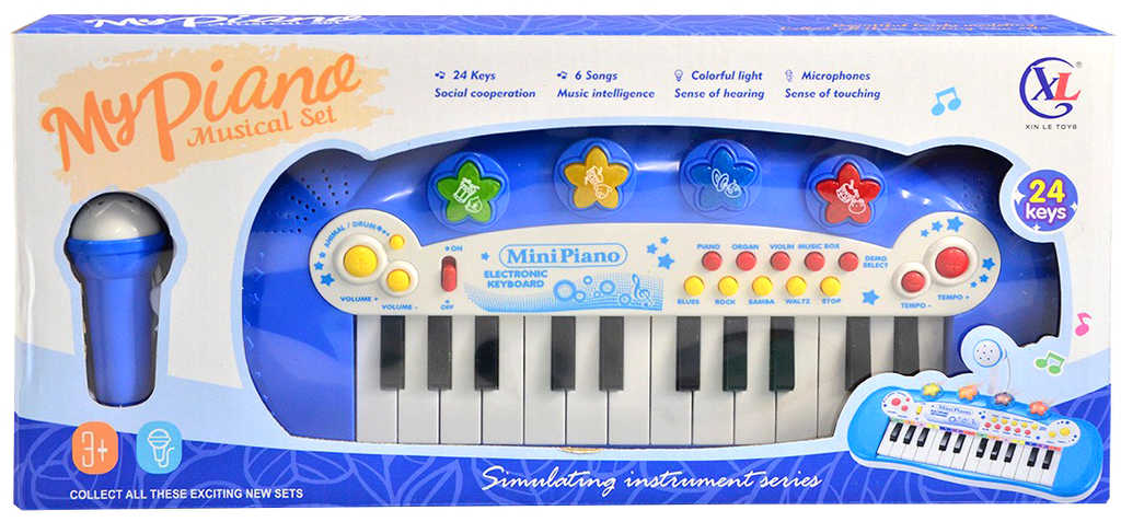 Piánko 30cm dětský mini keyboard 24 kláves na baterie Světlo Zvuk