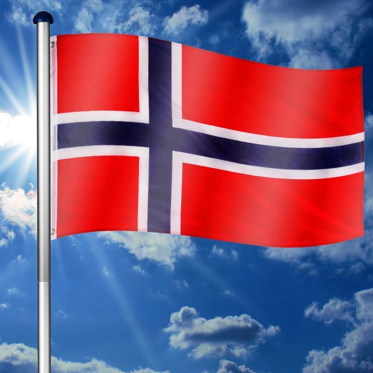 Vlajkový stožár vč. vlajky Norsko - 650 cm