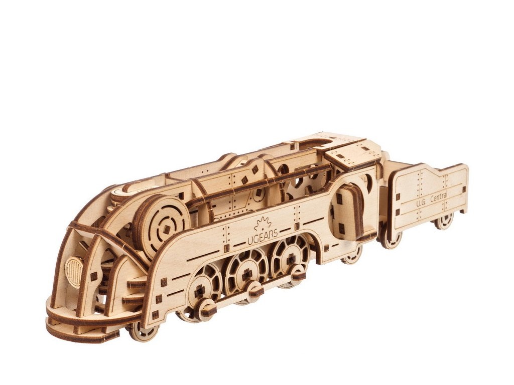 Ugears Dřevěná 3D mechanická stavebnice MINI Lokomotiva